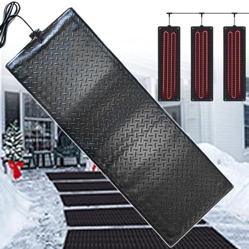 Outdoor Heated Snow Melting Mats, Double-Sided Anti-Slip, Quick Install, Rollable 25.4cm x 76.2cm, Max Heat 45°C, Effective Winter Safety Solution, 55cm*120cm