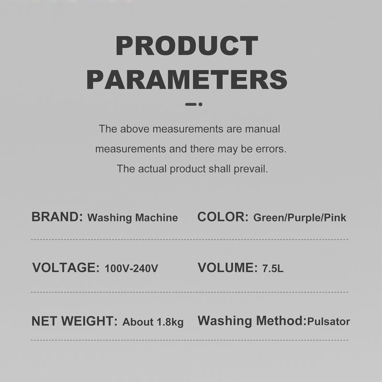 Portable Washing Machine, 7.5L Large Capacity Foldable Washing Machine and Spin Dryer with 3 Modes for Underwear, Baby Clothes, Small Items, Portable Washer for Apartments, Travel, Camping ( Color : G