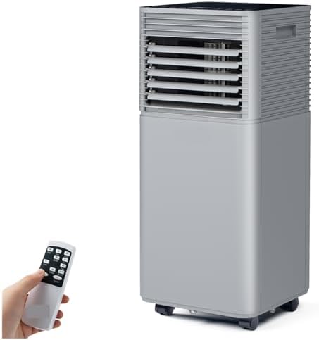 LDAILY 10000 BTU Portable Air Conditioner, 3-in-1 Air Cooler with Dehumidifier & Fan Mode, with Sleep Mode, 24H Timer, 2 Fan Speeds, Remote Control, Window Kit, Grey (10000BTU)