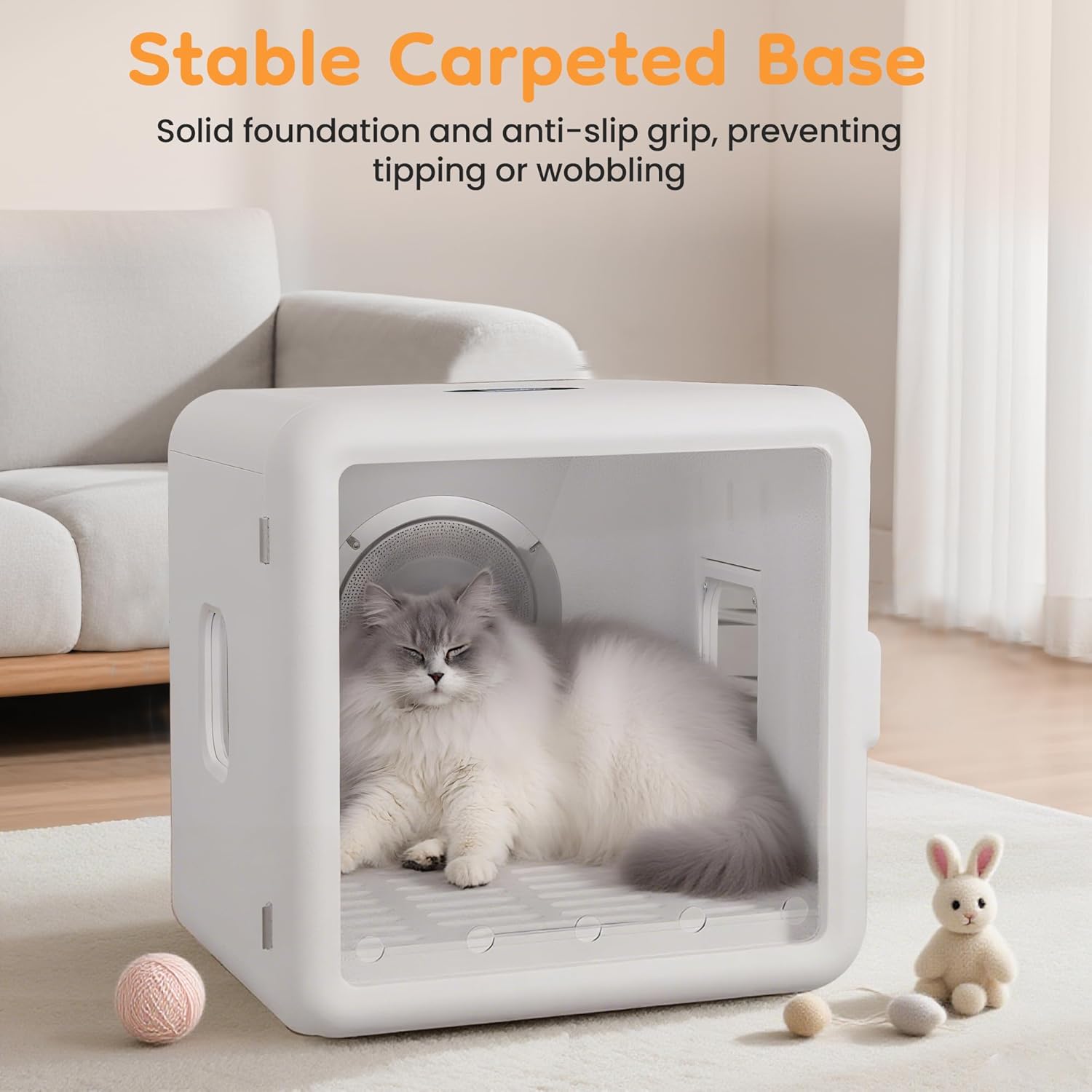 Smart Pet Dryer Box for Cats & Small Dogs: 65L Large Capacity Drying Machine, Ultra-Quiet 50dB Hair Dryer for Pets with Adjustable Temp, Portable Dog Cat Dry Box for Grooming