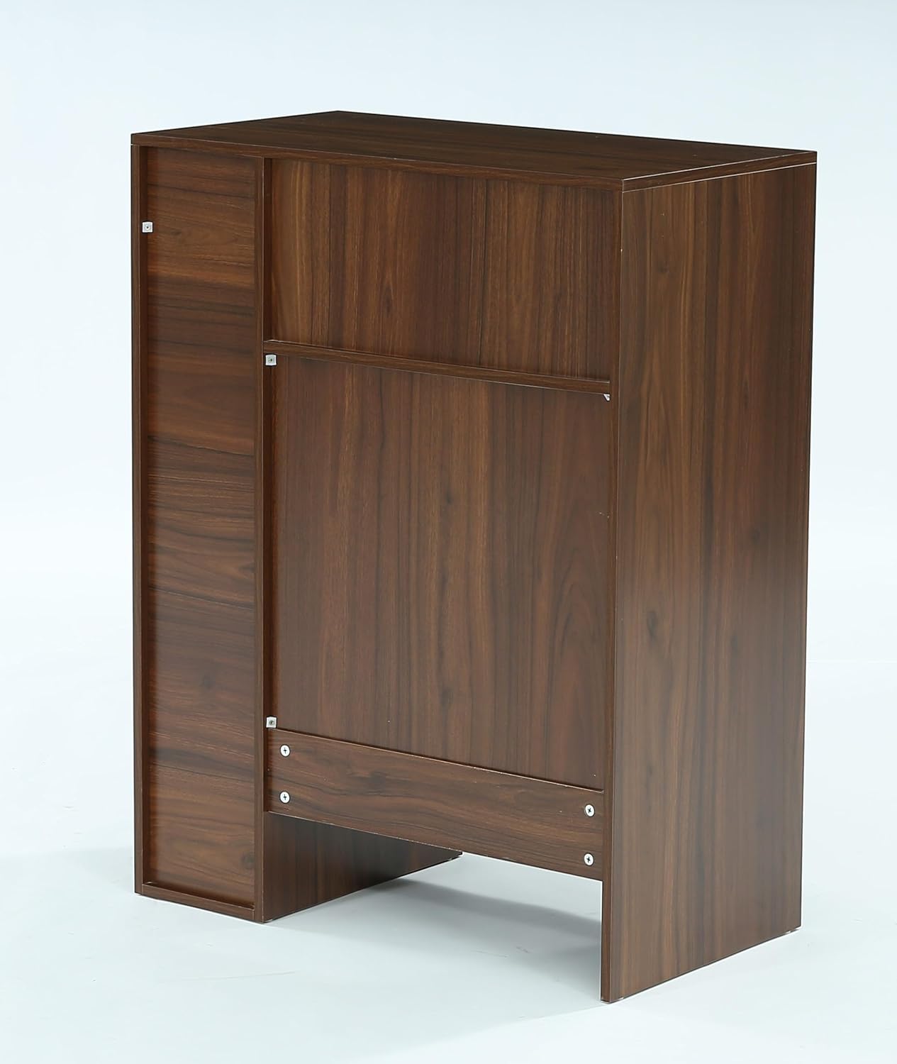 LITTLE TREE Robot Vacuum Storage Cabinet Side Table, Multi Tier End Cabinet for Living Room, Kitchen, Dark Brown