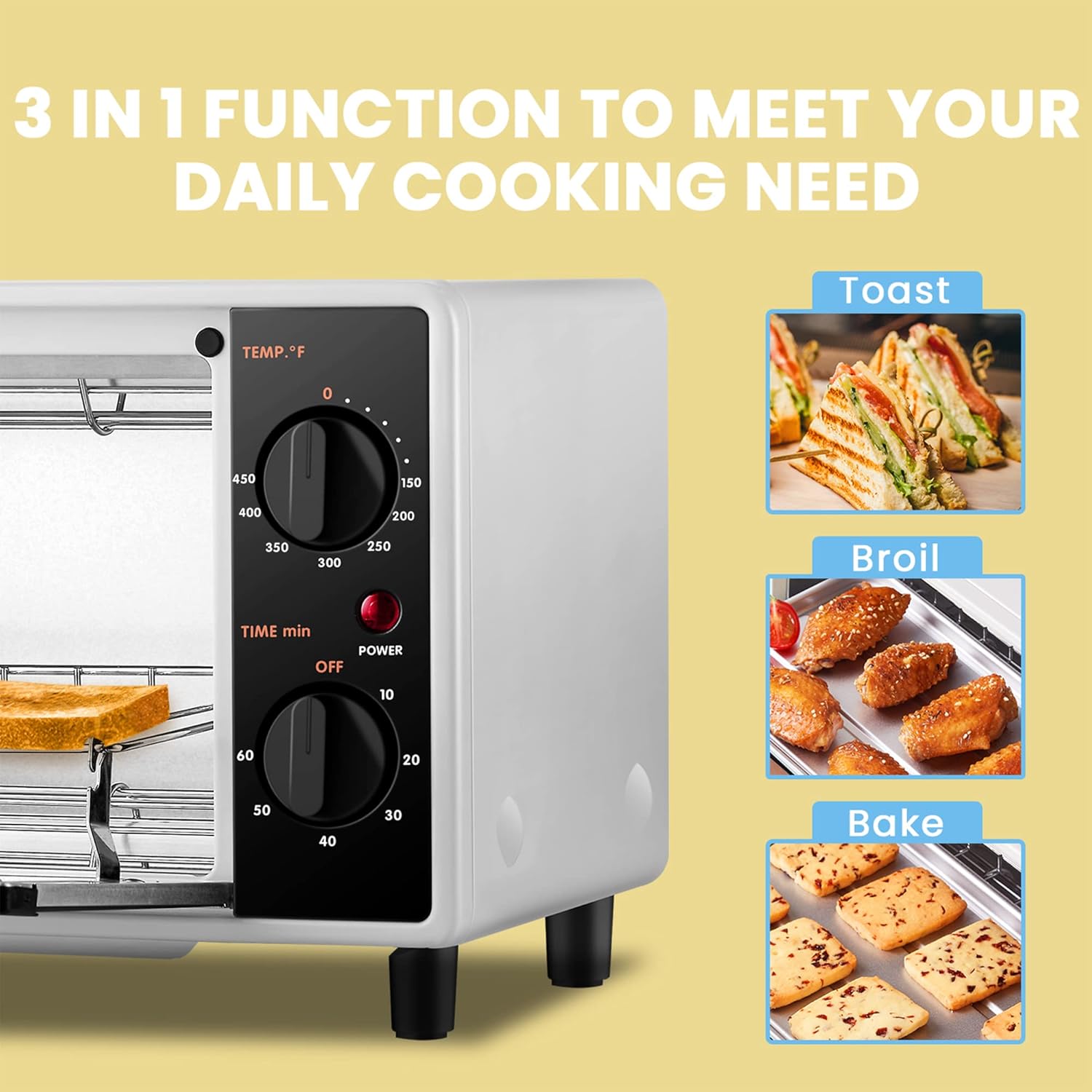 COMFEE' EM720CPL-PMB Countertop Microwave Oven, 0.7cu.ft, 700W, Black & Mini Countertop Toaster Oven, 2-Knobs Easy to Control with Timer-Bake-Broil-Toast Setting, 1000W, Black