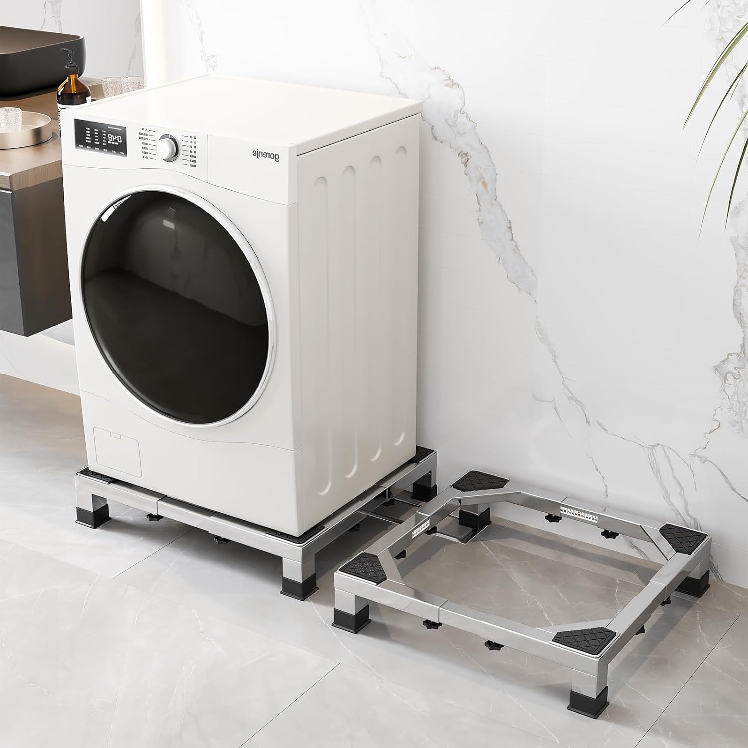 Heavy duty All Stainless Steel Mini Fridge Stand Washer and Dryer Stand with 4 Strong Feet Heavy Duty Washing Machine Stand Base&Appliance Universal Base（Large Stand）