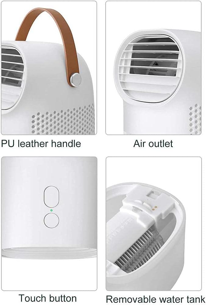 USB Desktop Air Cooler Portable Air Conditioner Fan Negative Ion Air Cooling Fan for Home Office Small Desktop Air Cooler fan-White