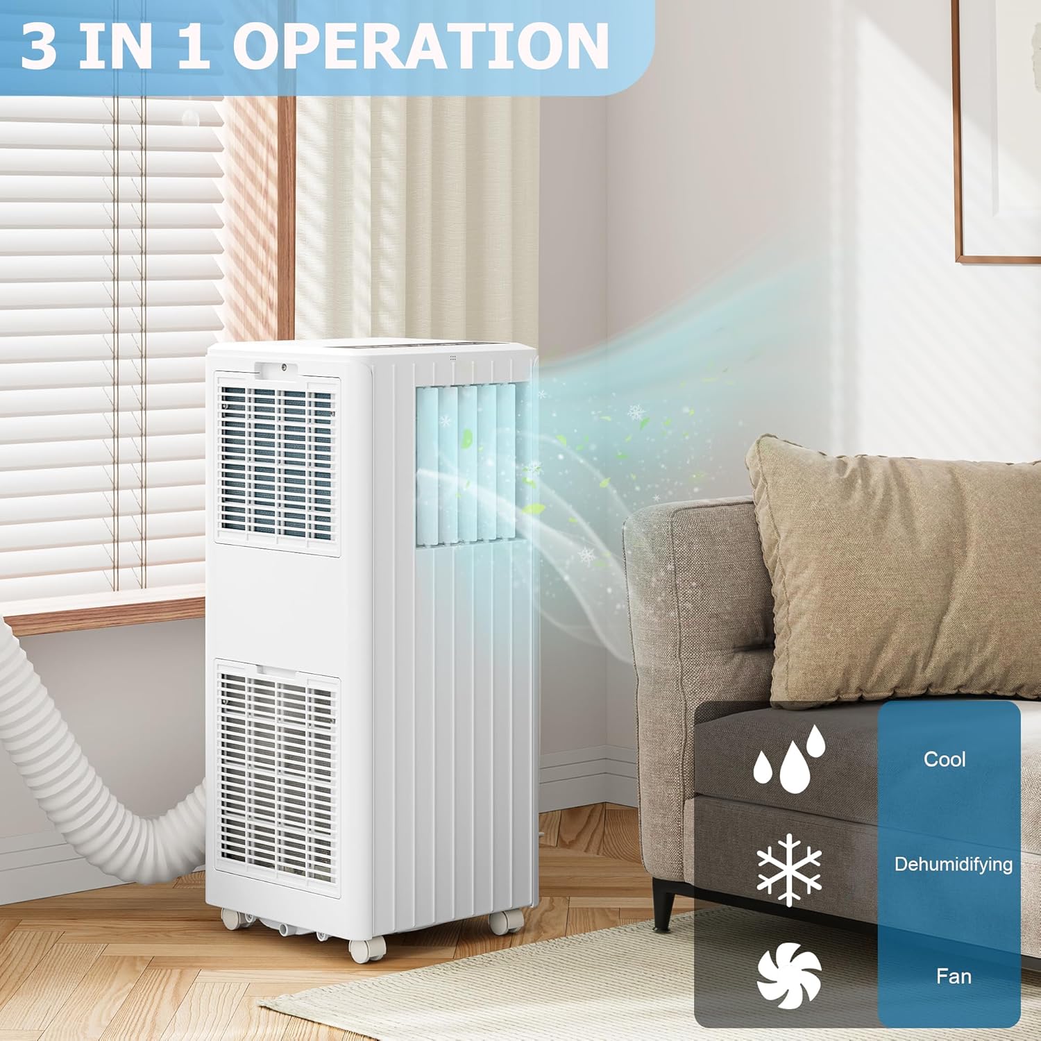 GARVEE 8000 BTU Portable Air Conditioners with Remote Control for Rooms, 3 in 1 Portable AC Unit with Cooling/Dehumidifying/Fan Mode