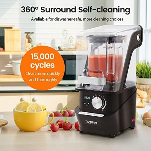 Nuwave Infinity Noise Reduction Blender, Sealed Sound Enclosure, Professional Grade, Digital Controls, 56oz Tritan Jar, Laser-Cut Stainless-Steel -Blades & Heavy-Duty Metal Gears