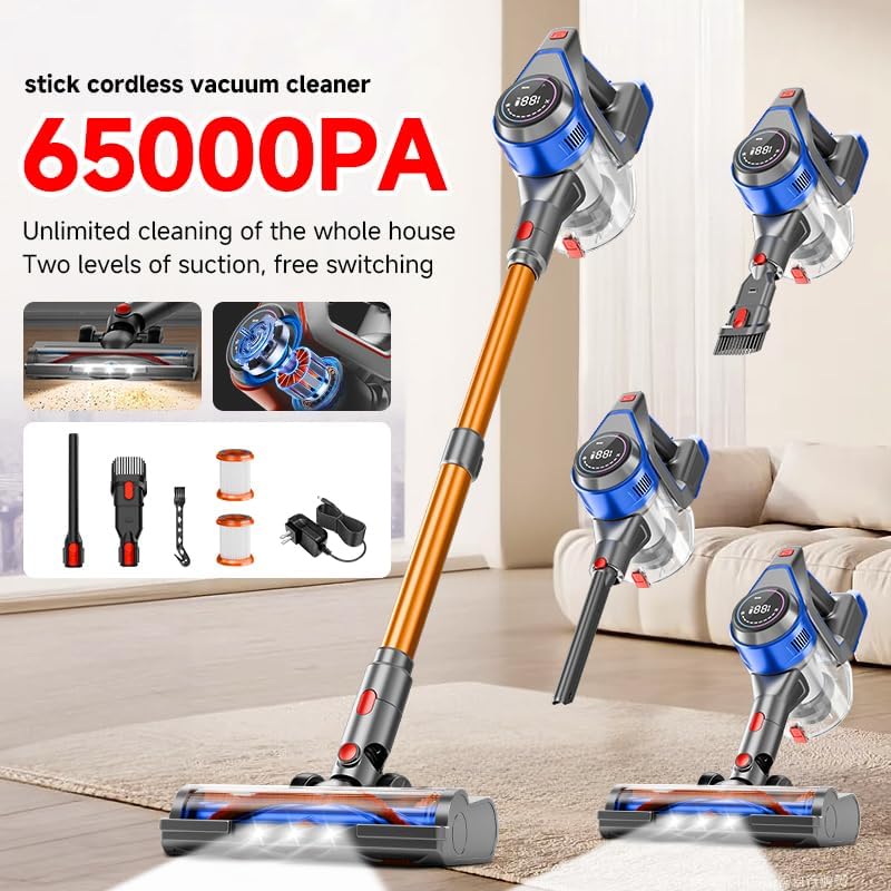 KIKETECH Cordless Vacuum Cleaner, 8 in 1 Vacuum Cleaners,1.7 L Dust Cup, Rechargeable Vacuum Pet for Hair, Carpet, Hardfloor