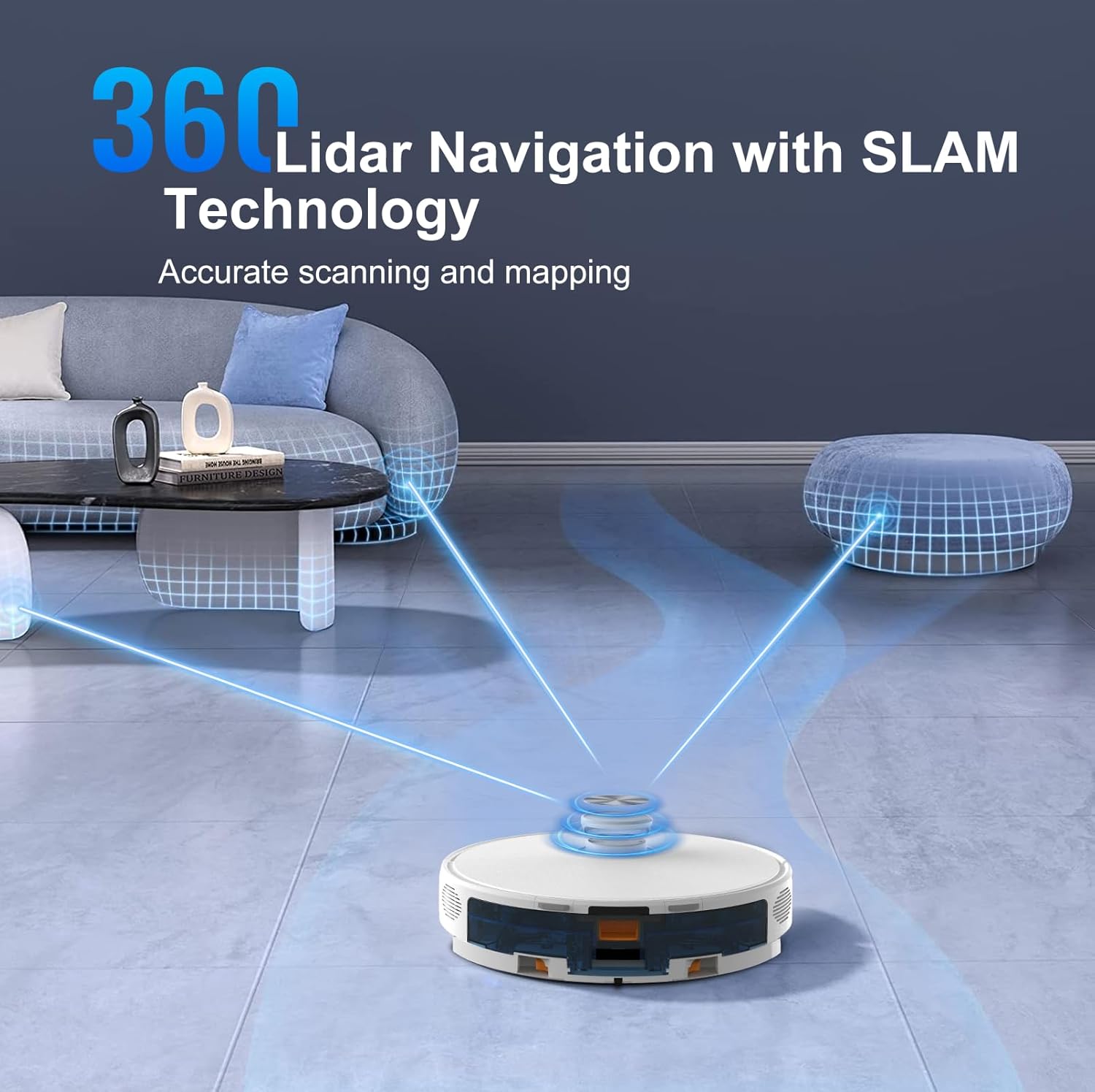 Robot Vacuum and Mop Self-Emptying Up to 8000Pa Robot Vacuum 60-Day Hands-Free Cleaning 220 Min Runtime LiDAR Navigation, Home Mapping, Ideal for Pet Hair, Hard Floors, Carpet-White
