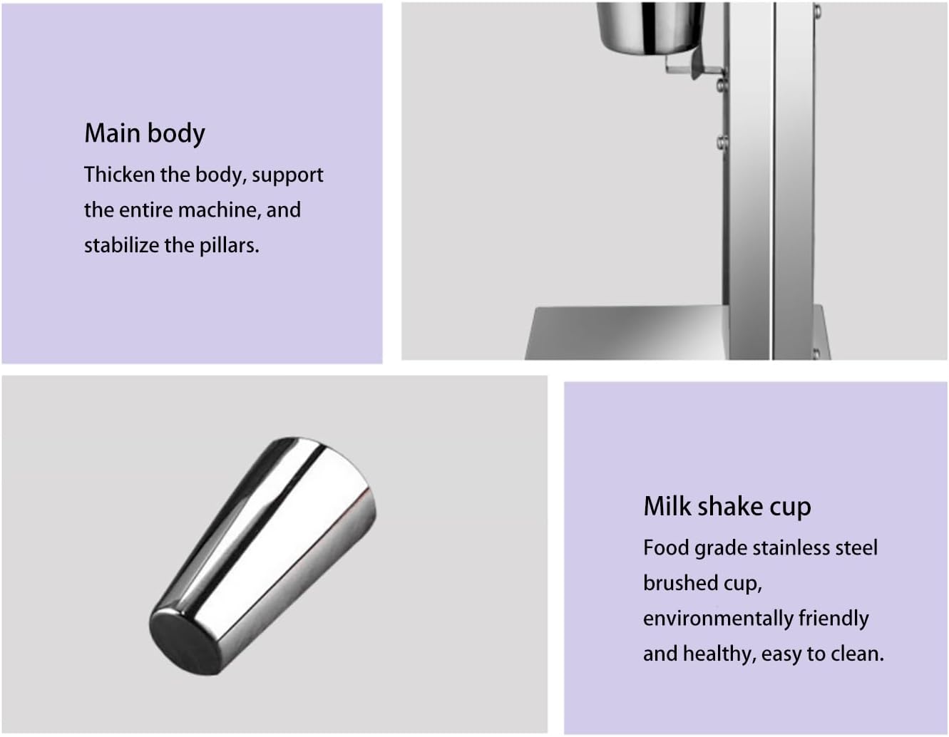 Milkshake Maker,Electric Drink Mixer Commercial Milkshake Blender,2 Speeds,Stainless Steel 180W 18000RMP Speed Adjustable with Mixing Cup