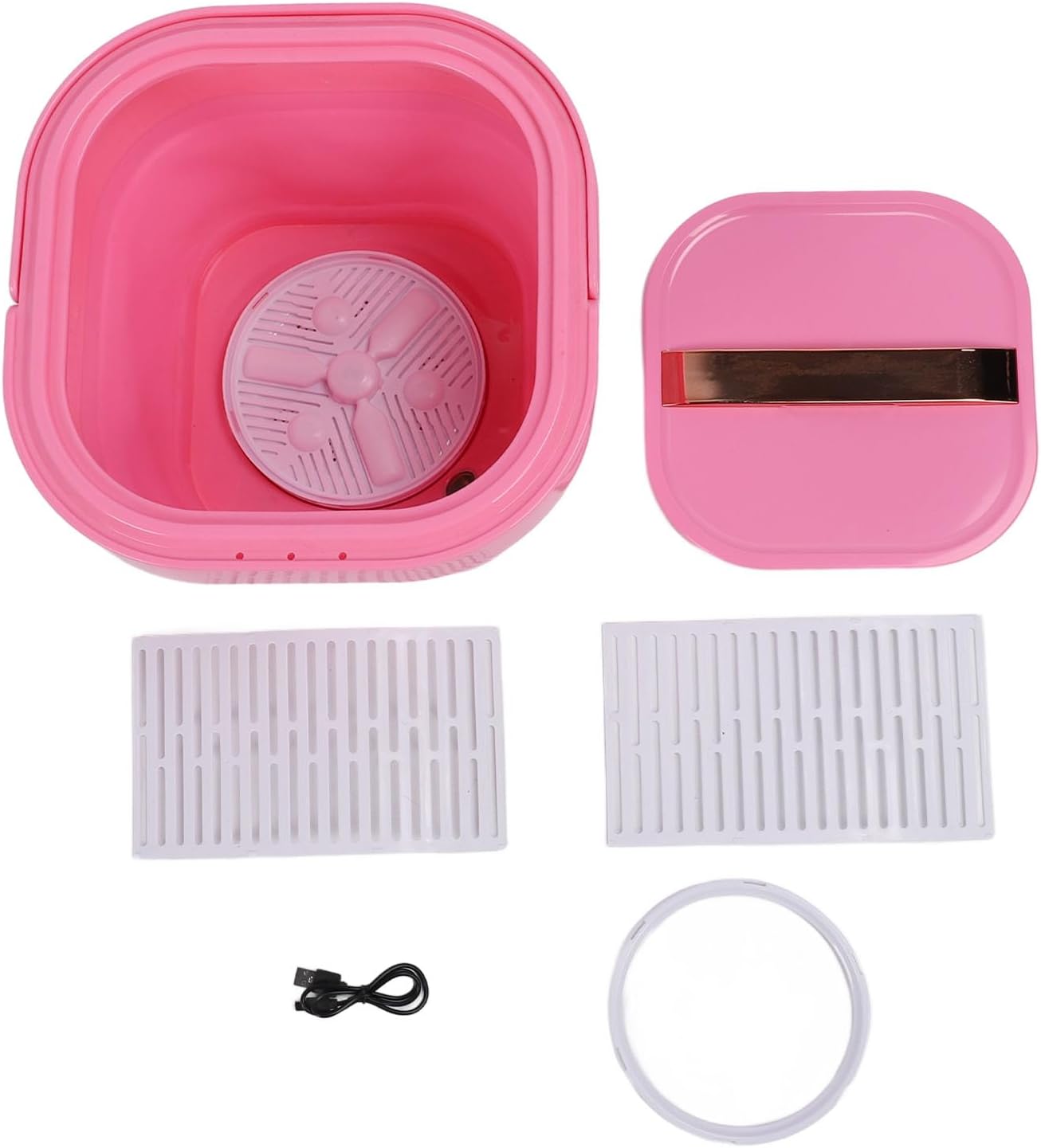Portable Washing Machine, Small Foldable Washer with Dryer, Mini Collapsible Washer for Travel, Apartment, Dorm, Camping, RV, Underwears, Socks, Baby Clothes (Pink)