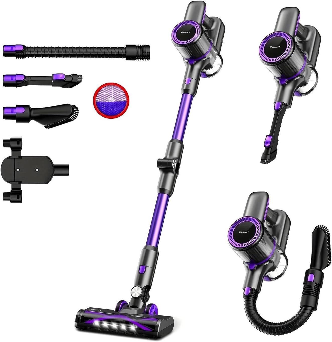 Compatible With POWEART N700 Cordless Vacuum Cleaner, 30Kpa Powerful Suction, 8-in-1 Stick Vacuum With 180° Foldable Wand, Lightweight For Carpet Hard Floor Pet Hair Home Car Cleaning