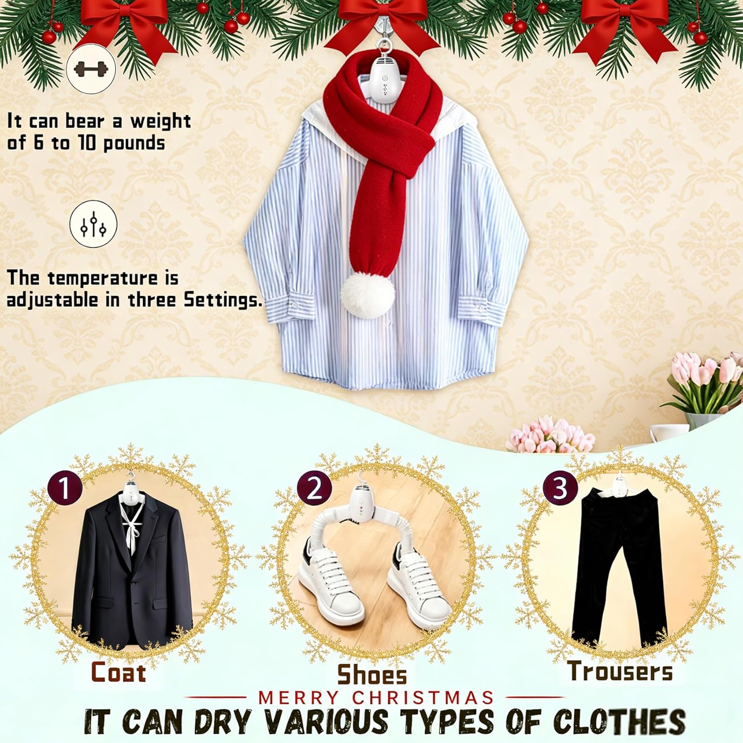 Travel Clothes Dryer, Silent Operation 110‑240V, Can Dry Clothes and Shoes, Multi-Functional in One Machine, Air Dryer for Clothes Small in Size, Suitable for Business Trips, Travels, etc.