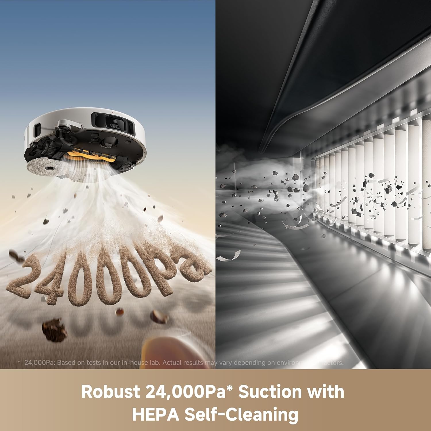 Mova V50 Ultra Complete Robot Vacuum and Mop Self-Cleaning, 24,000 Pa Suction, Liftable Navigation with Obstacle Overcoming and Warm Water Mopping with DuoSolution System Designed for Pets