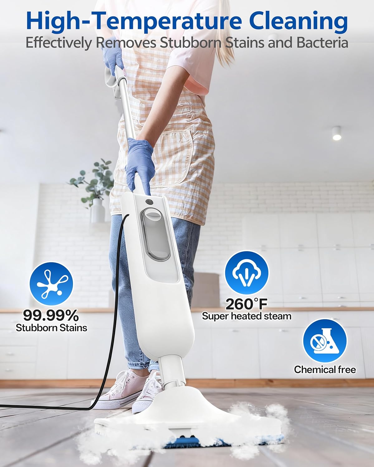 Steam Mop,6-in-1 Handheld Steam Cleaner,Powerful Detachable Steam Mops for Floor Cleaning,MultiPurpose Steamer for Hardwood with 4 Pack Mop Pads and Round Brush Head