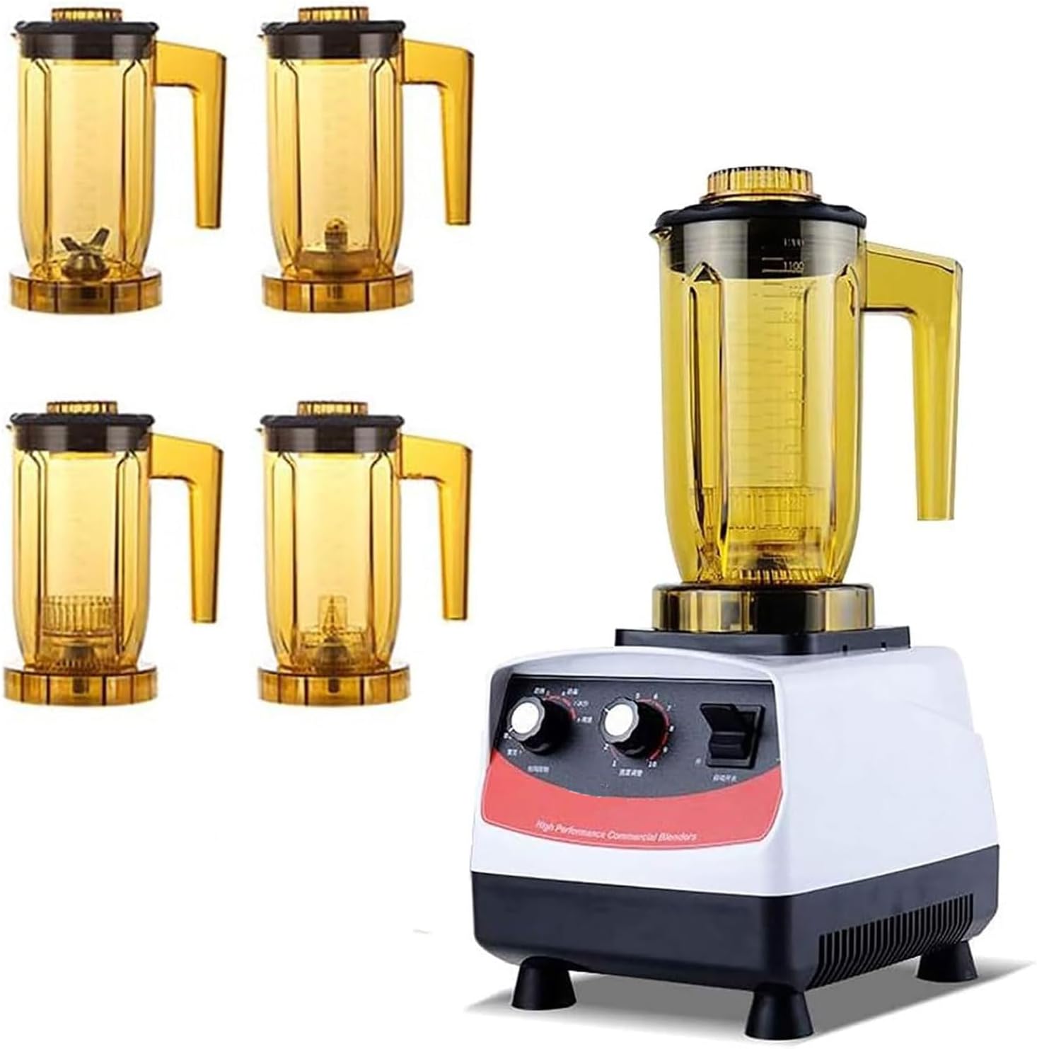 Commercial Fruit Blender, 1800W Milkshake Smoothie Machine with 4 Mixing Cups, 1200ml 10-Speed ​​Adjustable Food Blender for Milk Tea Shop, Coffee Shop, Beverage Shop, Restaurant