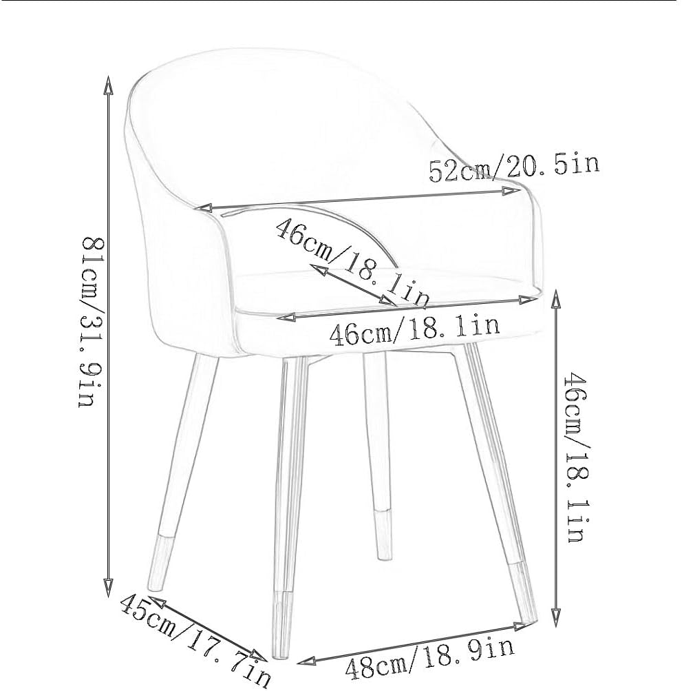 AYARNA Kitchen Dining Chairs 2 Piece Set Wear Resistant Leather Modern Living Dining Room Accent Arm Chairs Carbon Steel Legs Office Lounge Chair(Yellow+Grey)