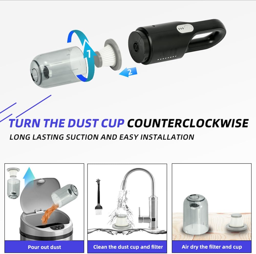 Stick Vacuum Cleaner Rechargeable Cordless, 2 Gear Suction Adjustable, 18000pa Suction Handheld Vacuum Upright Vacuum with HEPA Filter, Household Stick Vacuum for Pet Hair Hardfloor, Carpet (White)