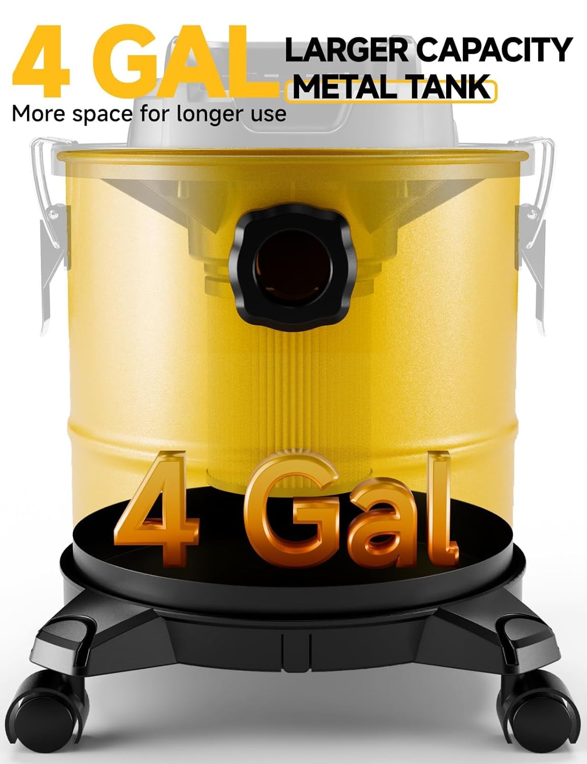 Cordless Ash Vacuum for Pellet Stoves, for DEWALT 20V Max Battery, Pellet Stove Vacuum Cleaner with 2 HEPA Filters, Powerful Suction, 4 Gallons & 4 Wheels, 38