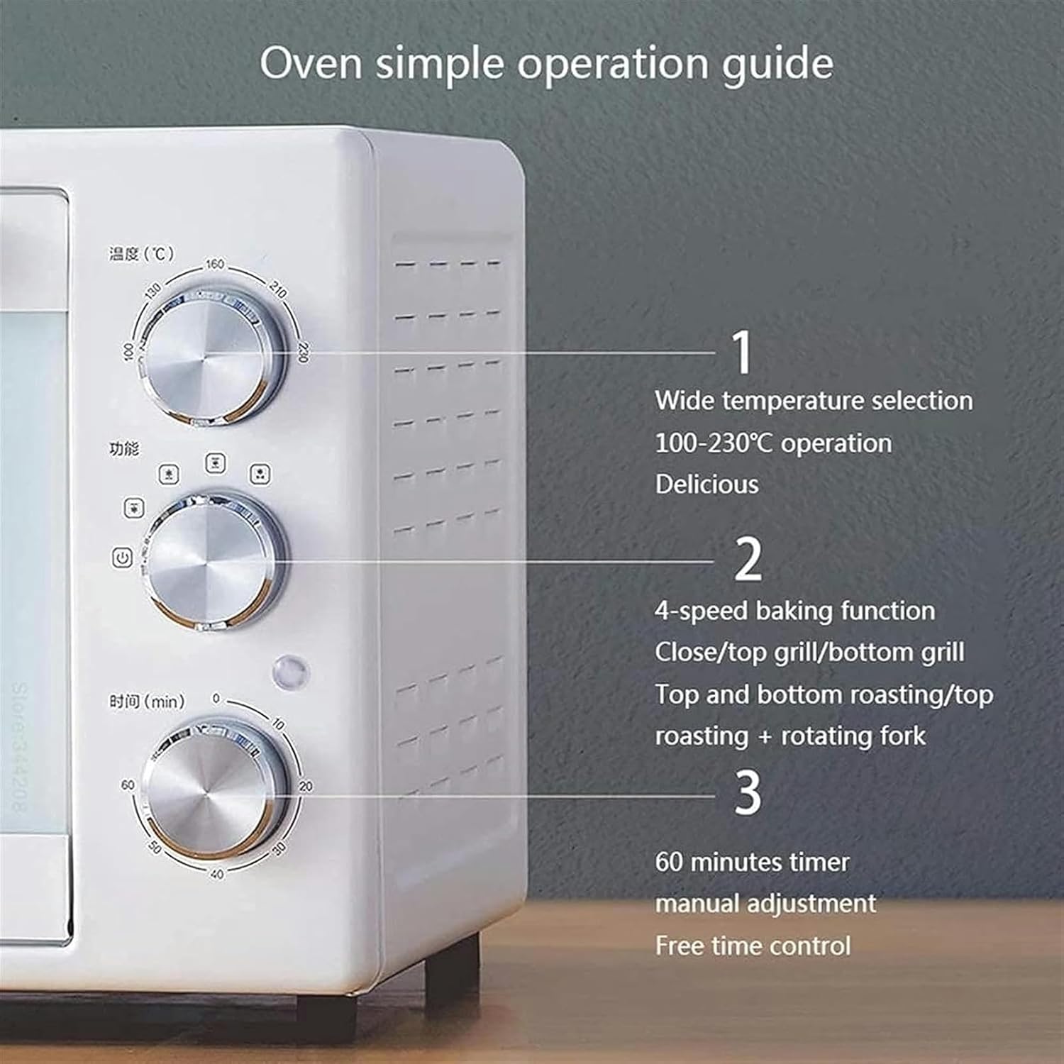 AMNOOL Tabletop Electric Oven 32L Electric Ovens Pizza Bake Microwave Kitchen Furnace Air Grill Intelligent Control Stove Aesthetic and Practical-1*