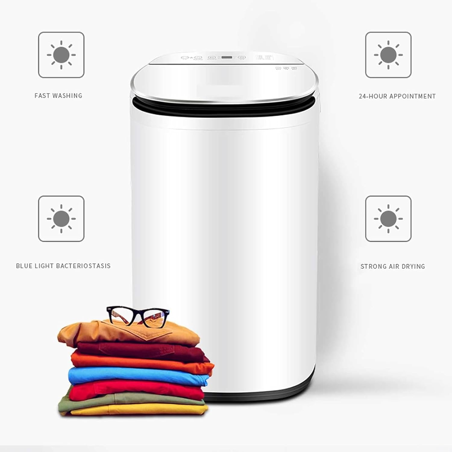 Mini Washing Machine 5.8 Kg Small Household Automatic Mute Laundry Machine Compact Elution Unit Washing Machine with 8 Washing Programs Used in Apartment Camping Dormitory (Yellow)