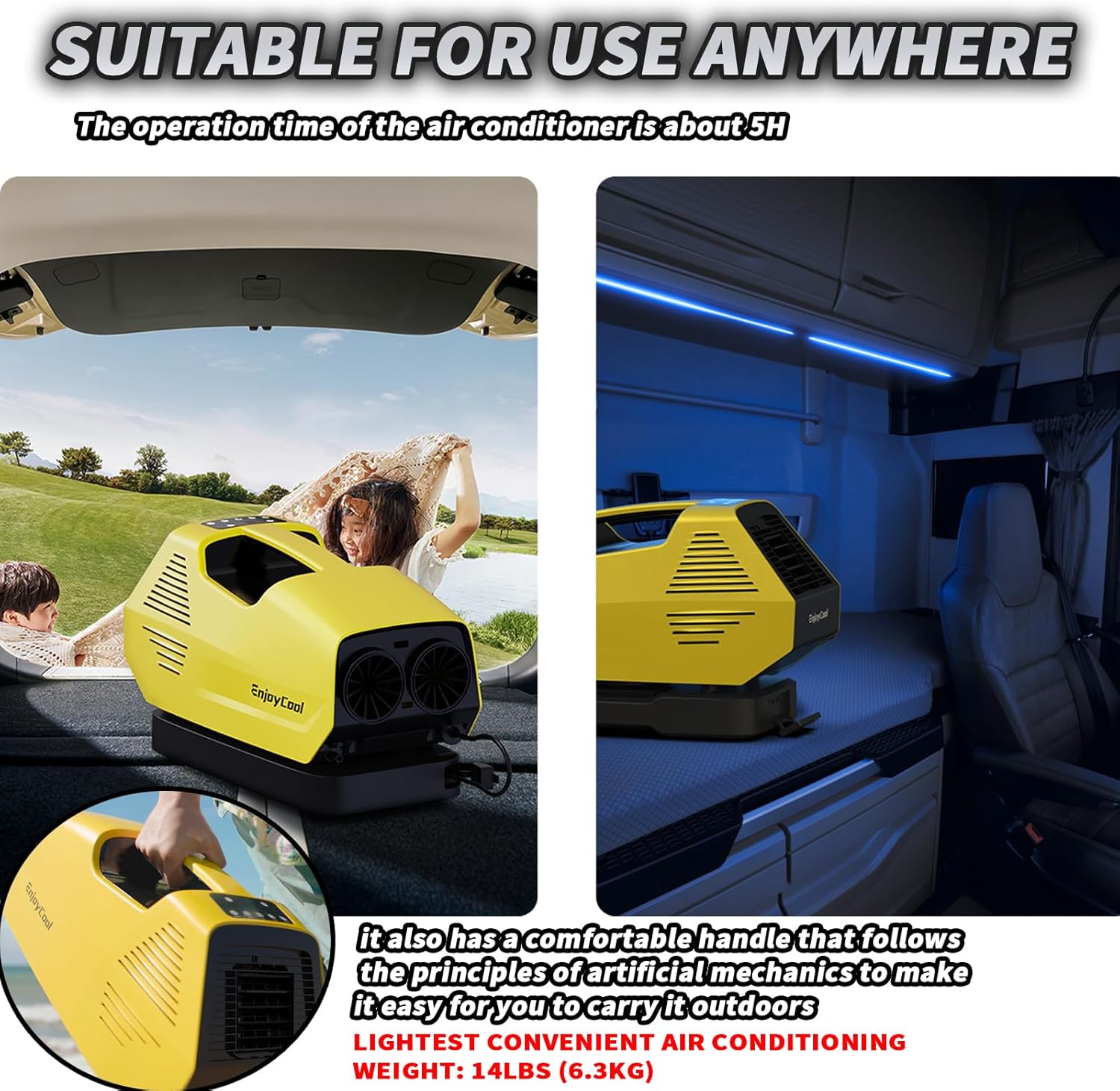 Tent Air Conditioner Portable air conditioners Idea for RV Van Life Camping Outdoor/Rvs/Fishing or Pet Air Conditioners Portable Portable Air Conditioners needed 222W Low Power yellow