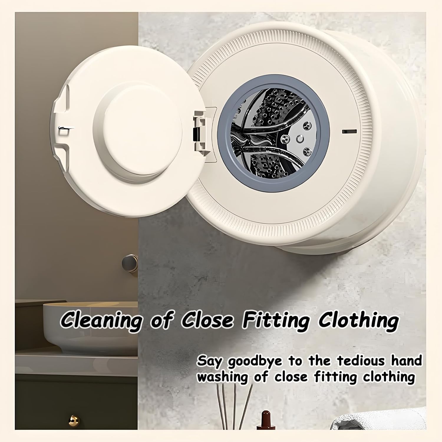 Portable Washing Machine, Wall Hanging Model Underwear Washer, For Apartment Laundry(Size:12.79 * 12.79 * 9.84in,Color:beige)