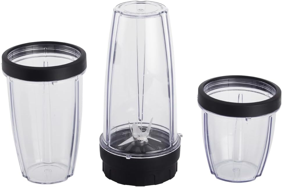 10-Piece Blender Set - Black - 300W - with 3 Jars (10oz, 16oz, 18oz) - 2 Drinking Lids - Stainless Steel Blade - 3 Jars - 3 Jar Lid - 1 Blade Assembly - 1 Main Body - 2 Cup Lids