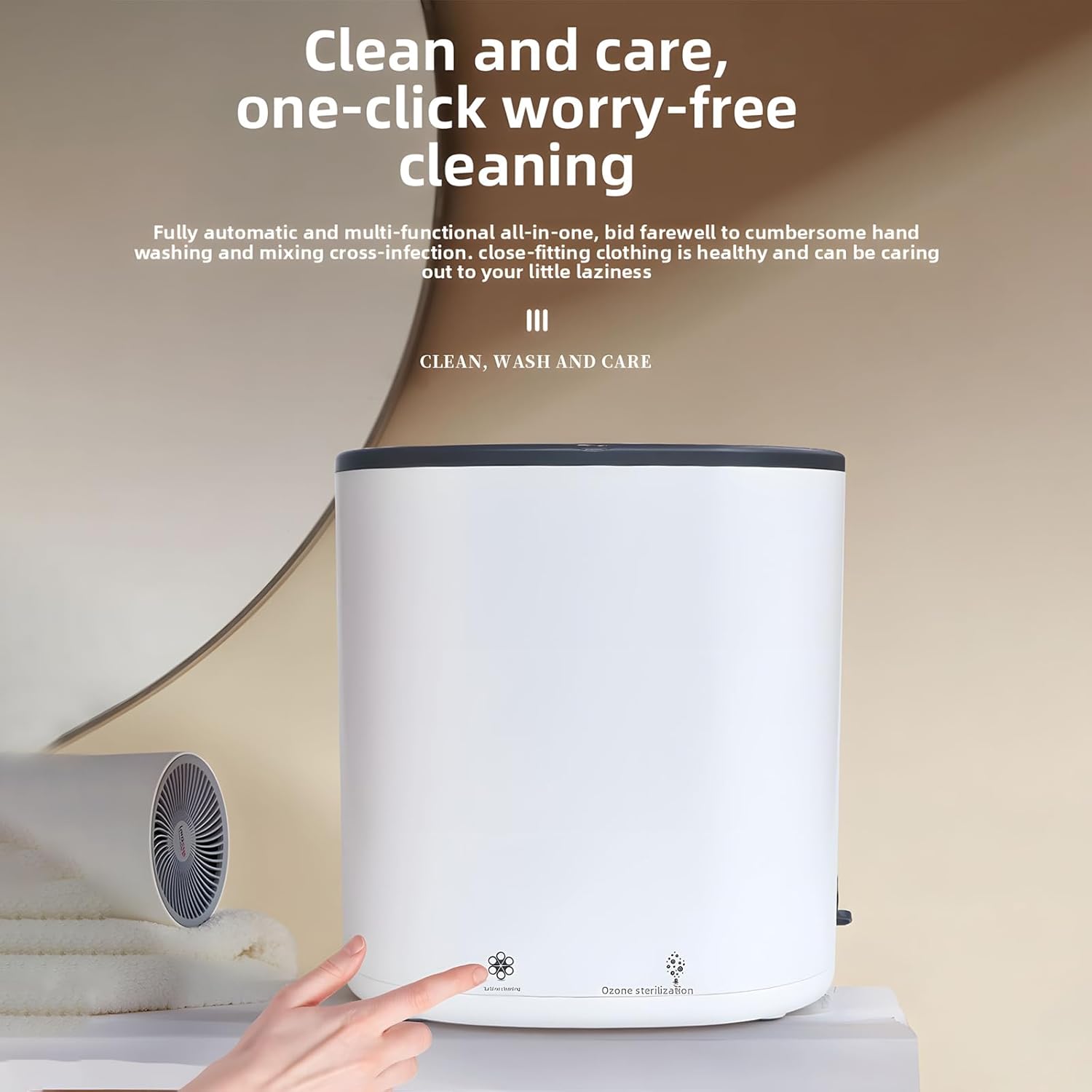 Mini Automatic Underwear Washing Machine, Portable Mini Washing Machine, Deep Cleans Underwear,Baby Clothes,Small Laundry,Automatic Spin Dry,Hot Air Dry,Ozone Deep Clean (White+Ozone, Plug in)