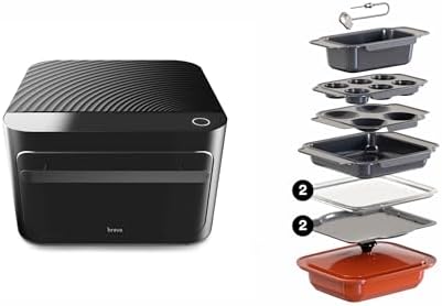Brava Oven Chef's Choice Set: 10-in-1 Touchscreen Countertop Smart Oven, Air Fryer, 6-Slice Toaster, Slow Cooker, Reheater, Dehydrator, Rice Cooker, Healthy & User Friendly, Auto-Shut Off, Black