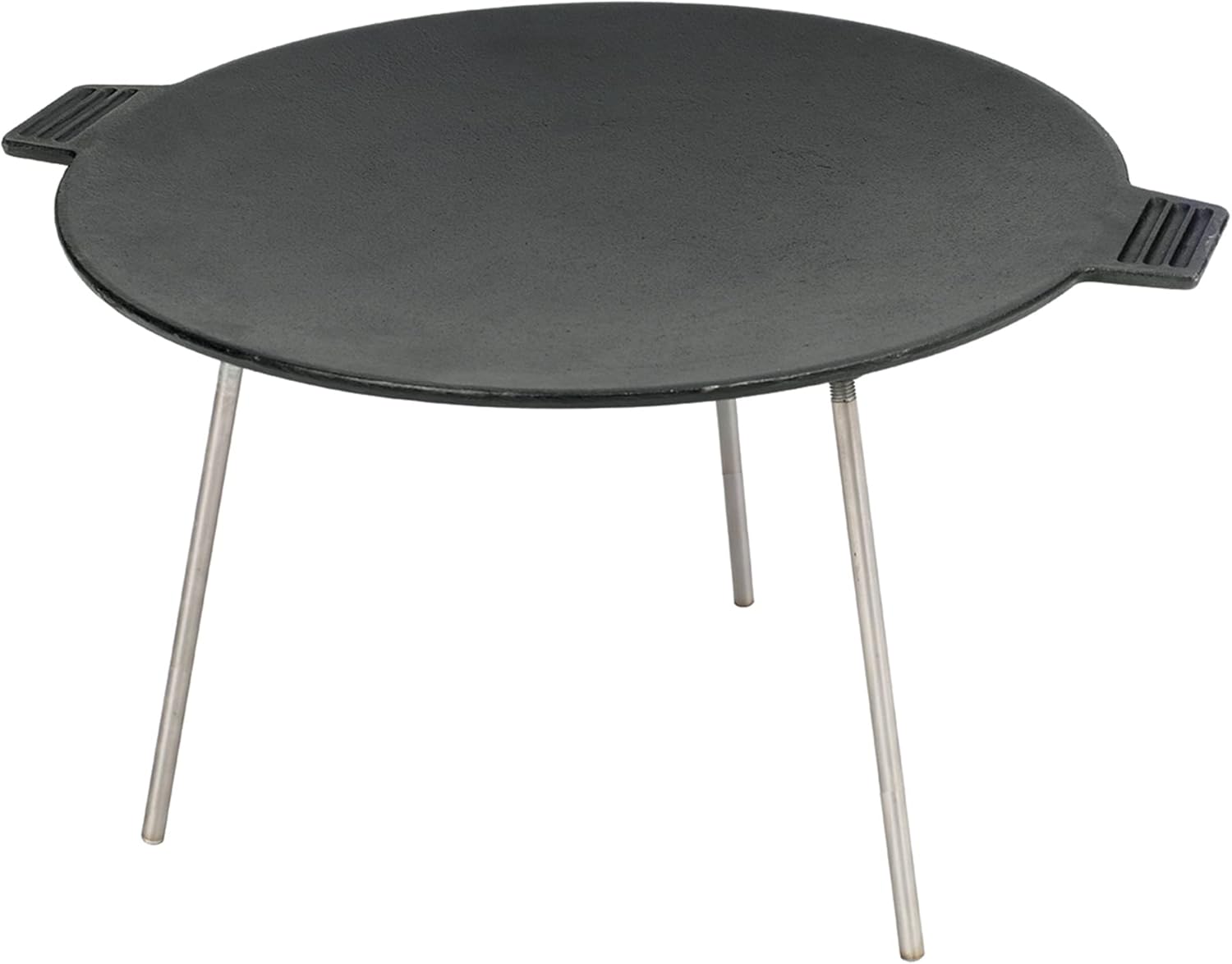 Bayou Classic Pre-Seasoned Cast Iron Campers Discada Features Detachable Legs 17-in Diameter Cook-Top Perfect For Cooking Pancakes Bacon Hashbrowns or A Rustic Creole Breakfast