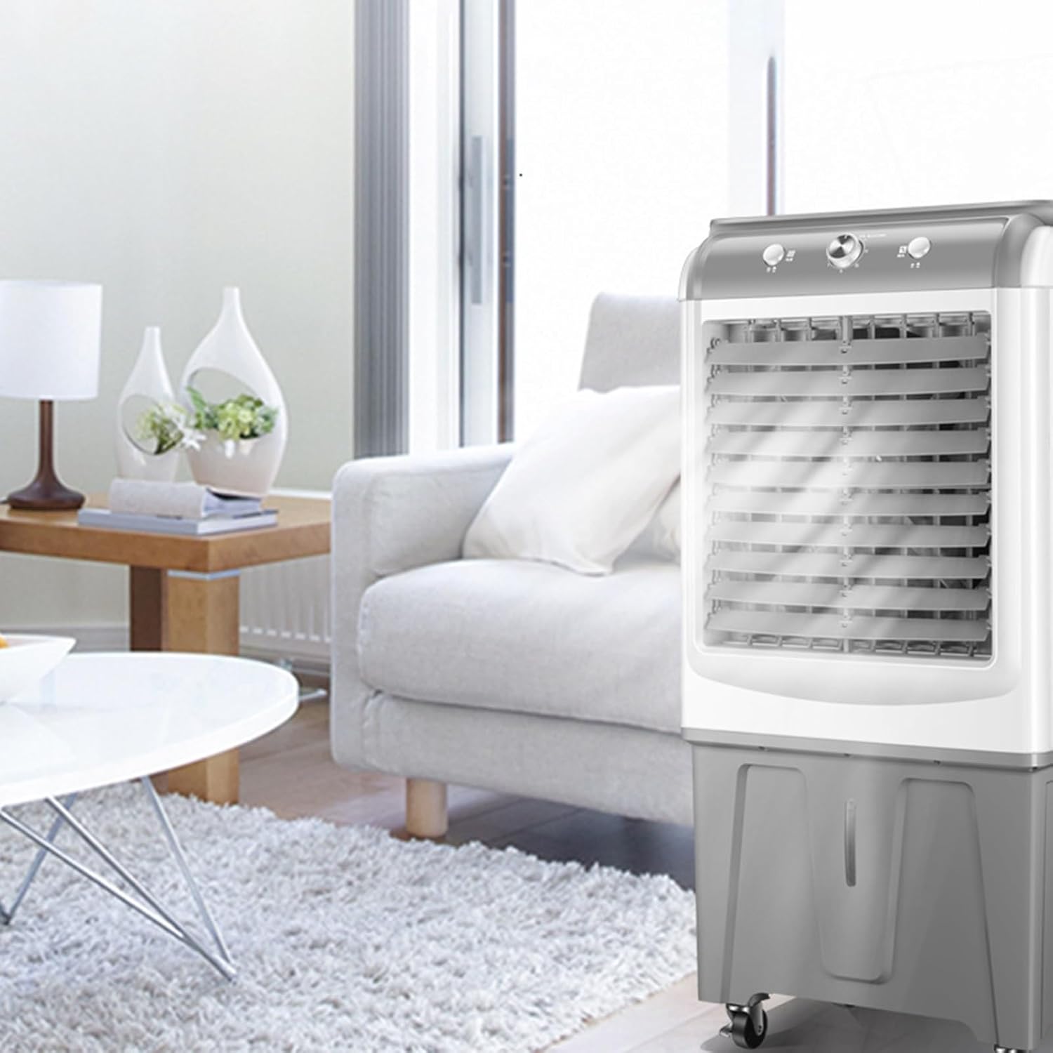 3 Wind Speed Portable Air Conditioners, Air Conditioner with Large Capacity Water Tank, Air Conditioner Portable with Universal Wheels, for Home, Office, Garage(116cm/45.6in)