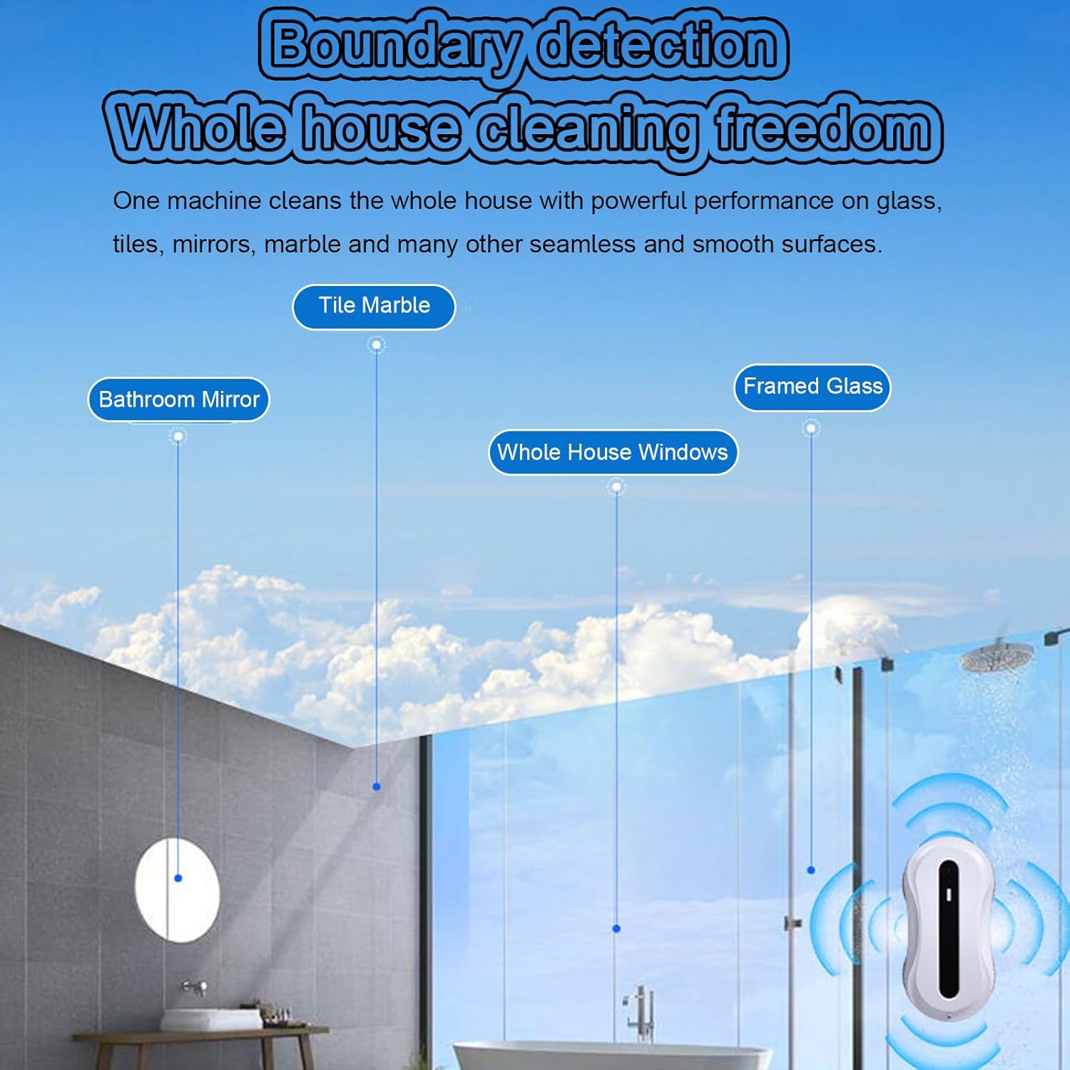 Remote Control Window Washer Robot, Smart Window Washer Robot, UPS Power Protection, Wireless Remote Control Command, Suitable for Outdoor/Indoor High Rise Windows,Yellow