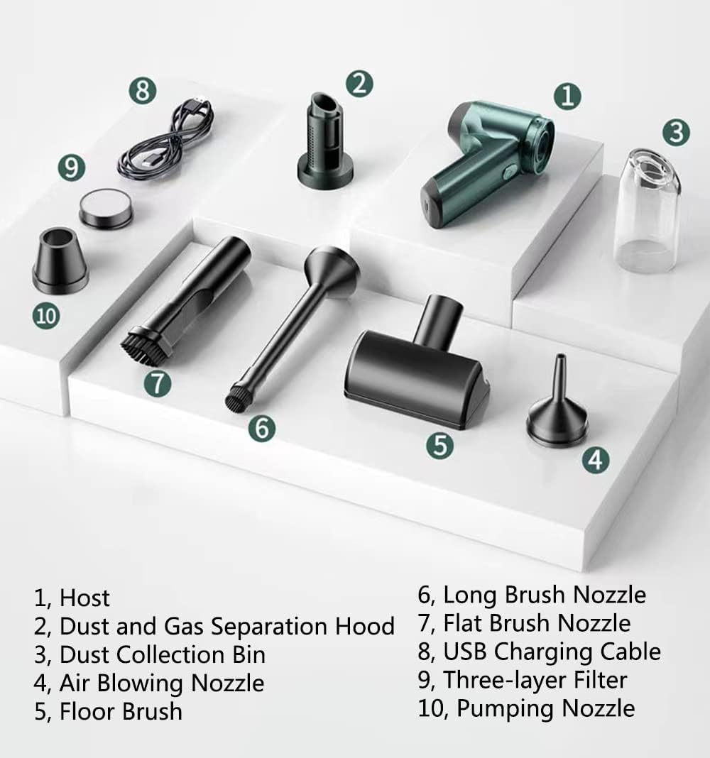 Car Vacuum and Blower Cordless Rechargeable, 12000pa Strong Suction, New Upgrade Wet/Dry Handheld Vacuum Cleaner and Blower, Portable Car Vacuum Cordless Air Blower for Car, Home, Pet Hair (