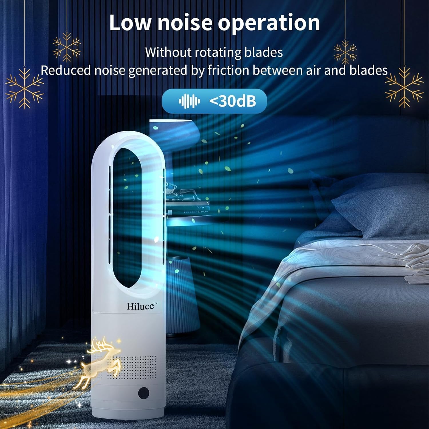 Hiluce All Season Bladeless Fan, 1400W Space Heater & 40W Tower Fan Combo with Remote,25dB Quiet Heater Fan Combo for Indoor Use,Tip Over and Overheat Protection 80°Oscillation,8Levels, 9H Timer,22