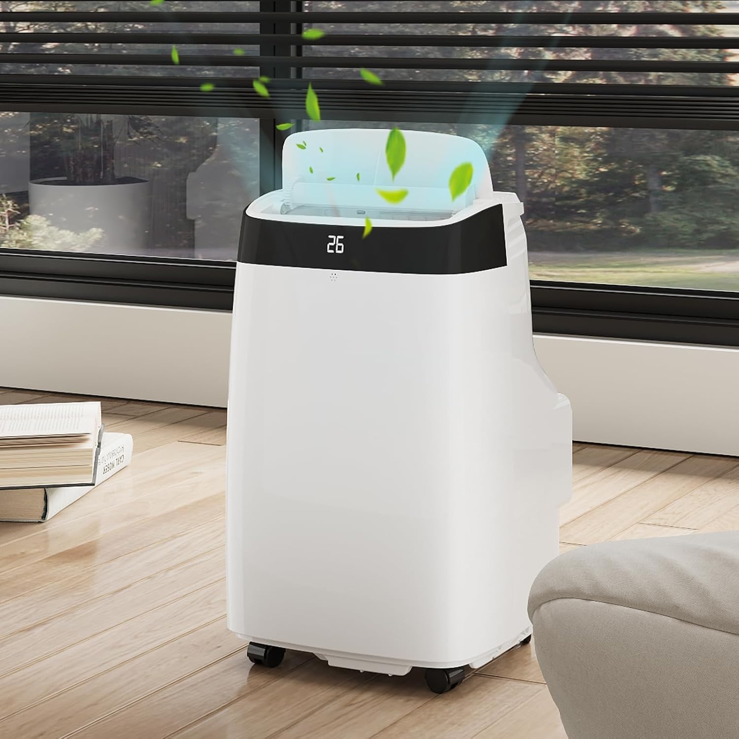 14,000 BTU Portable Air Conditioner, 3-In-1 Free-Standing Cooling AC Unit With Dehumidifier/Fan, Remote Control, Quiet Sleep Mode, 24H Timer, for Room Up 450 Sq. Ft, Black