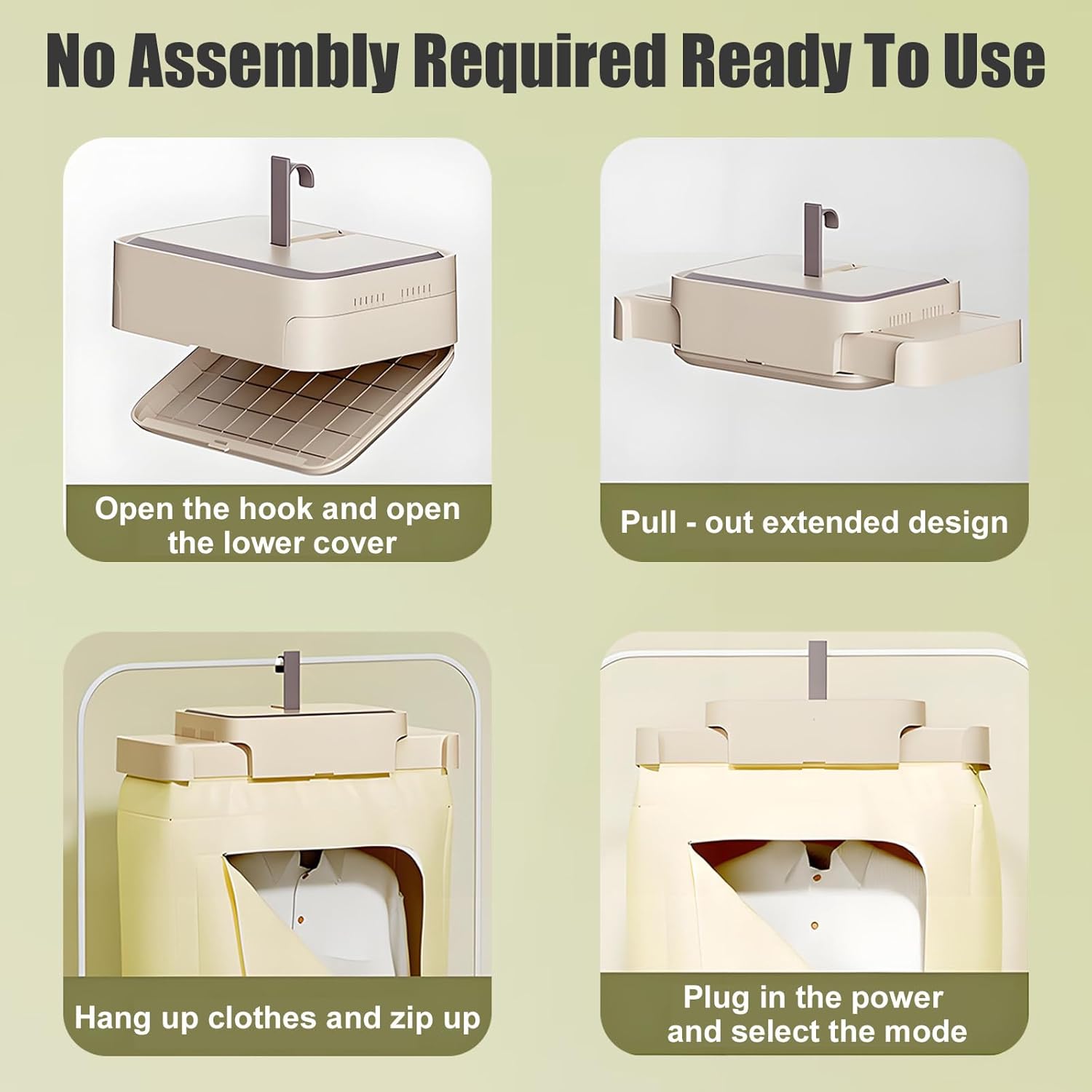 Foldable Garment Dryer with Load Capacity, Efficient 600w Quick Dry Machine, Product Color Beige, and Remote Control, Space Saving for Dorms Electric Clothing Care Machine