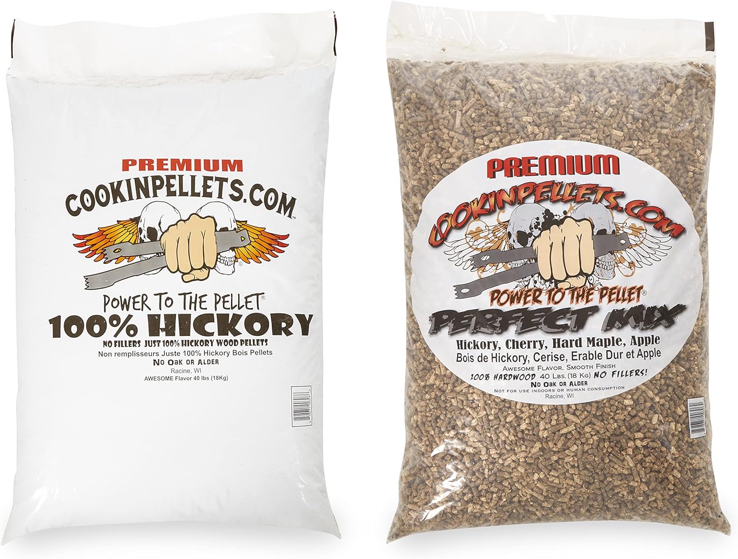 CookinPellets Premium Hickory Grill Smoker Smoking Wood Pellets and Perfect Mix Hickory Cherry, Hard Maple, Apple Wood Pellets, 40 Pound