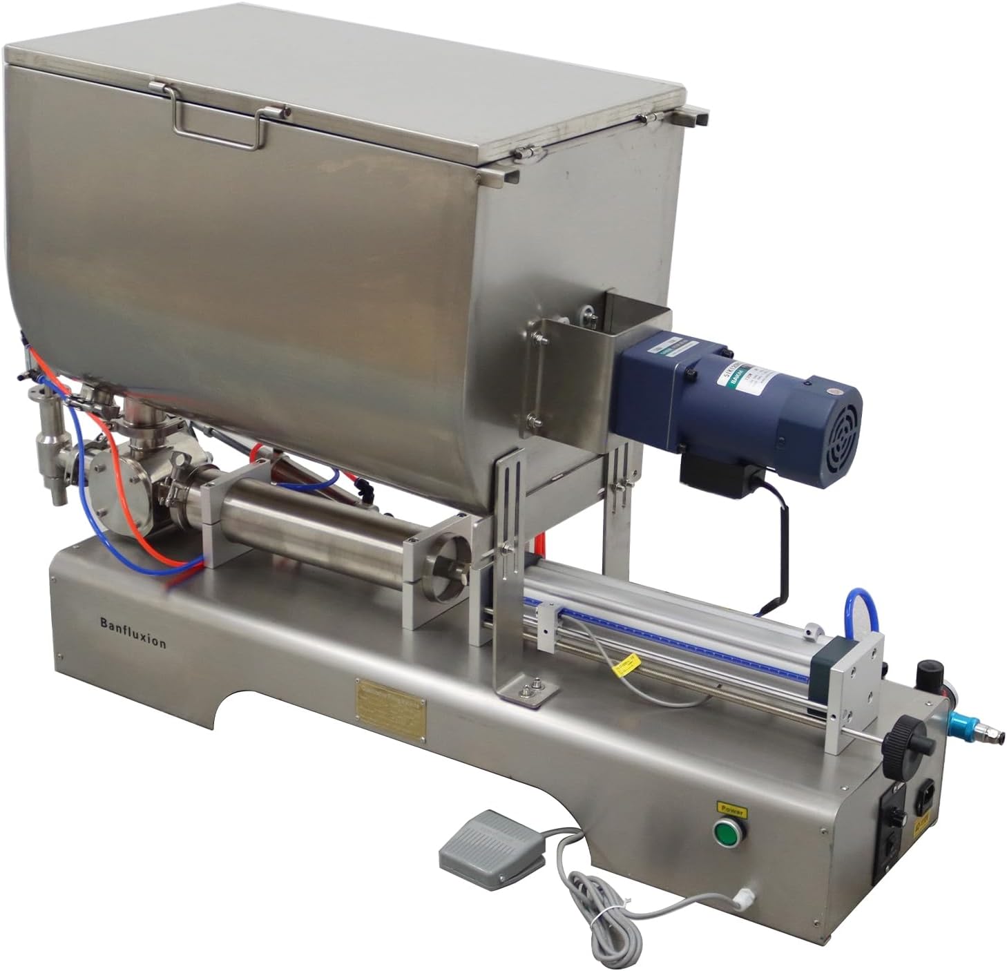 110V Paste Filling Mixing Machine Semi-Automatic Piston Filling Machine 100ml - 1000ml Single Nozzle Liquid and Paste Piston Filler Machine with Large Hopper for Honey, Lotion, Ketchup