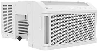 GE Profile ClearView Window Air Conditioner Unit, 8,300 BTU, U-Shaped Adjustable Depth, Energy Efficient Cooling up to 350 sq ft., Ultra Quiet, SMART Home Capable, Includes Remote, White