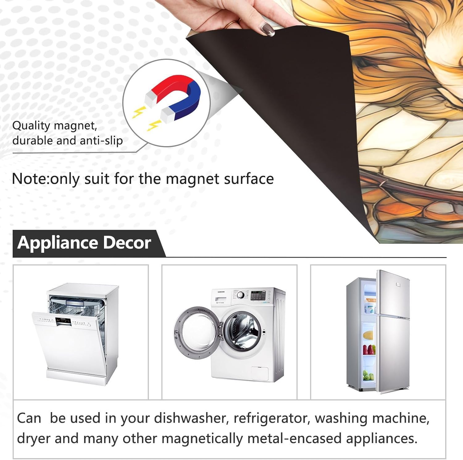 Dishwasher Magnet Cover Large Magnetic Stickers Retro Lion Front Dishwasher Cover Reusable Decal for Home Kitchen Anti-Scratch Refrigerator Decorative Lid Washing Machine Laundry 23