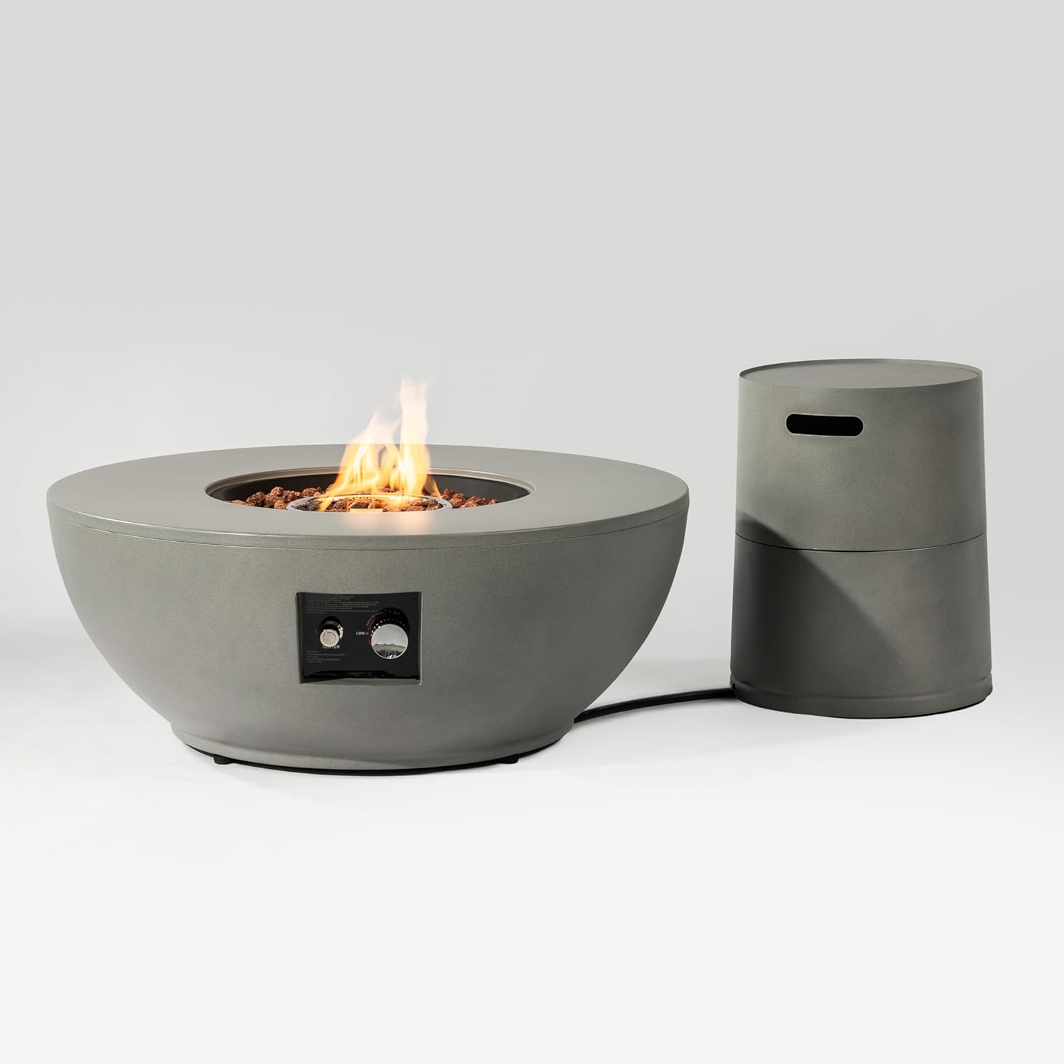 37'' Round Propane Fire Pit Table Set with Hidden Tank Cover - 2-Piece Outdoor Patio Heater, ETL Certified Steel Firepit for Backyard, Deck, Garden (Gas Tank Not Included).