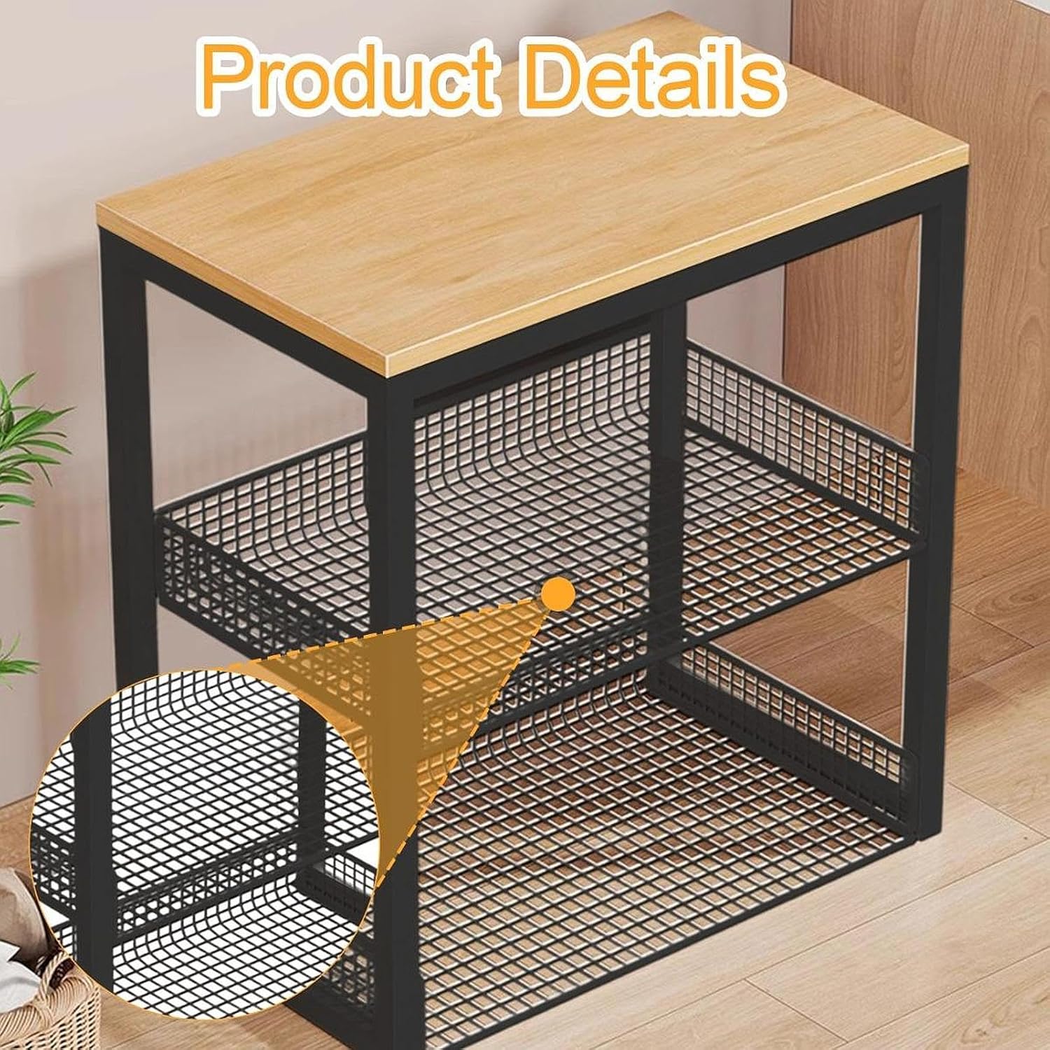 Portable Washer Stand Laundry Room Shelf 3 Tiers Organizer Kitchen Baker Rack Small Appliance Rack for Office Entryway Garage, Black