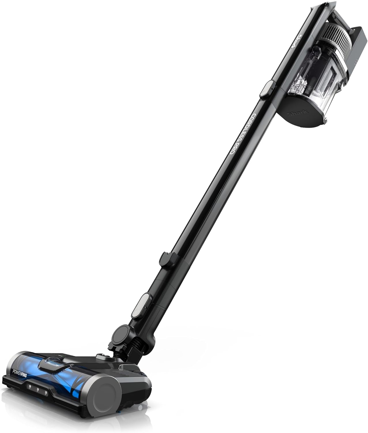 Shark WZ531H Cordless Pro Stick Vacuum with Powerfins Brushroll, HEPA Filtration, Self-Cleaning Brushroll, LED Headlights, 40-Min Runtime, Crevice Tool & Dusting Brush Included, Grey/Blue (Renewed)