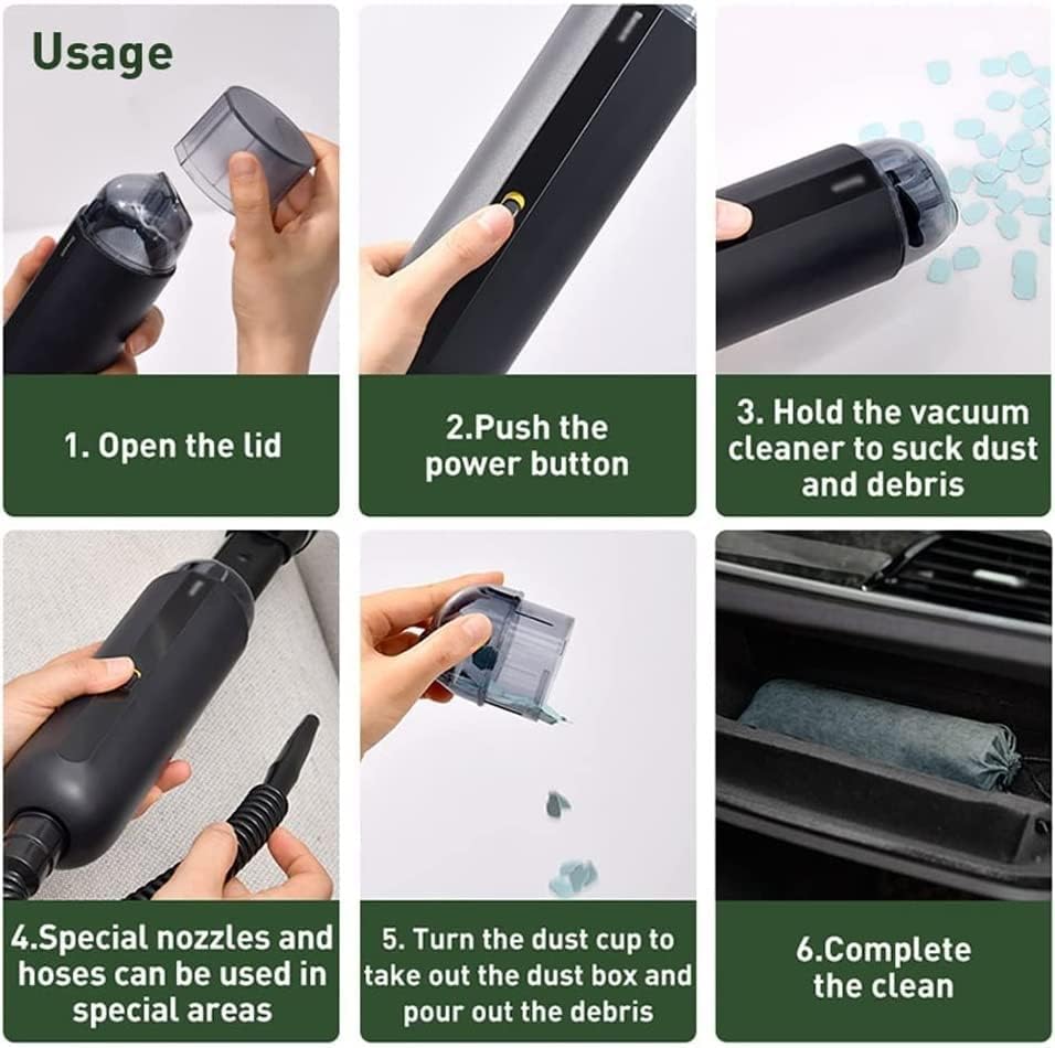 YIORYO Handheld Car Vacuum Cleaner 5000Pa Powerful Suction Mini Auto Vacuum Cleaner for Home & Car & Office (Gray : White)