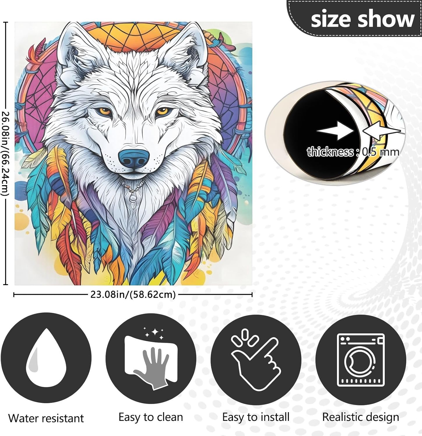Dishwasher Magnet Cover Large Magnetic Stickers Wolf Dreamcatcher Front Dishwasher Cover Reusable Decal for Home Kitchen Anti-Scratch Refrigerator Decorative Lid Washing Machine Laundry 23