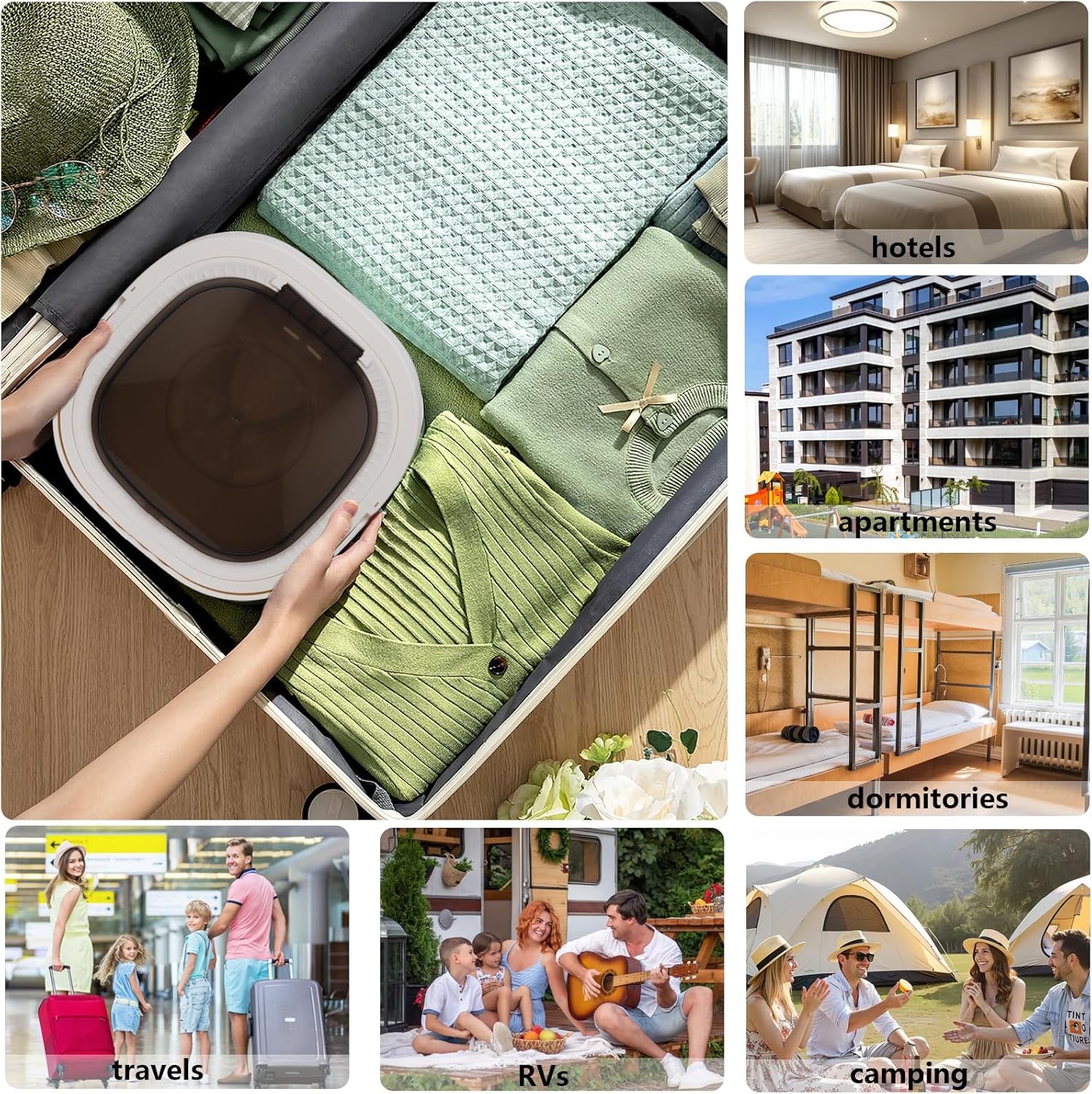 16L Portable Washing Machine with 30 Laundry Tablets, Mini Foldable Washer for Underwear Baby Clothes Socks, 3 Washing Modes, Portable Washer Ideal for Dorms, Apartments, RVs & Camping