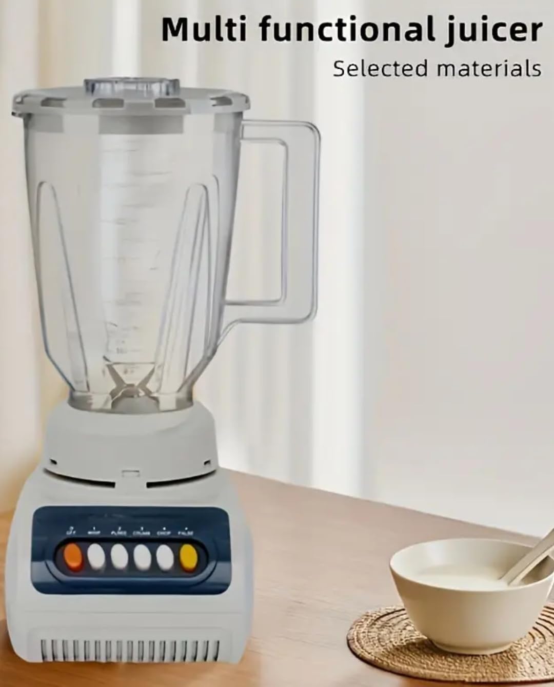 Multifunctional Blender with Clear Plastic Jar, White Base