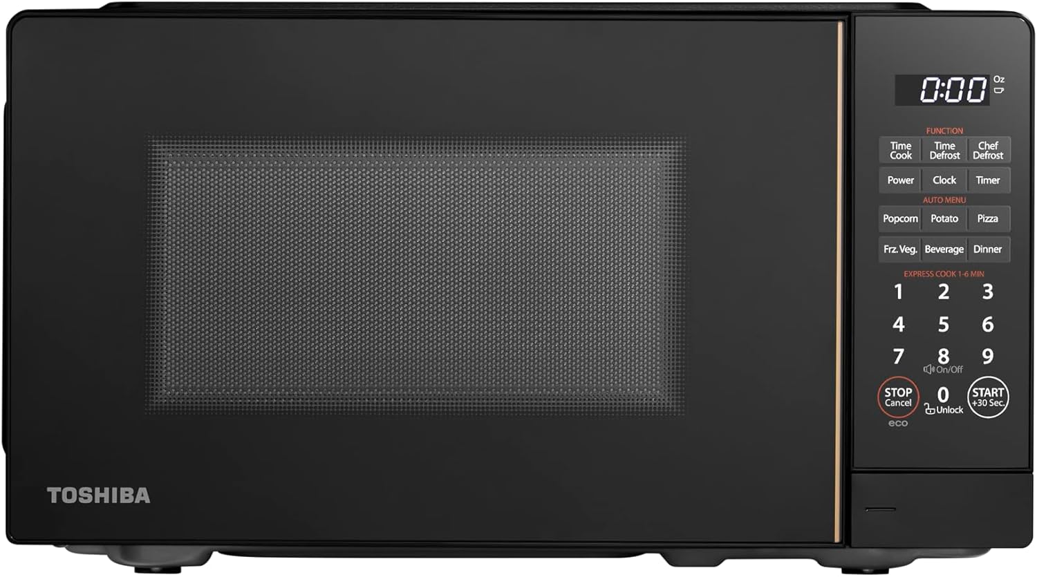 TOSHIBA Small Microwave Oven with 11 Power Levels, ChefDefrost, Sound On/Off & Eco Mode, 0.7 Cu Ft, 700W, Black, MM-EM07PA(BK)