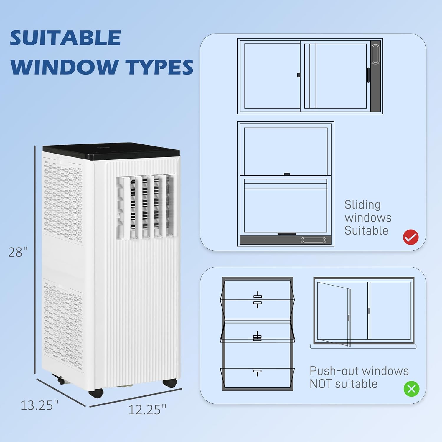 HOMCOM 10000 BTU Smart WiFi Enabled Portable Air Conditioner for Rooms Up to 237 Sq. Ft., 3-in-1 Moible AC Unit with Dehumidifier, Fan, Sleep, App & Remote, 24H Timer, Window Installation Kit, White
