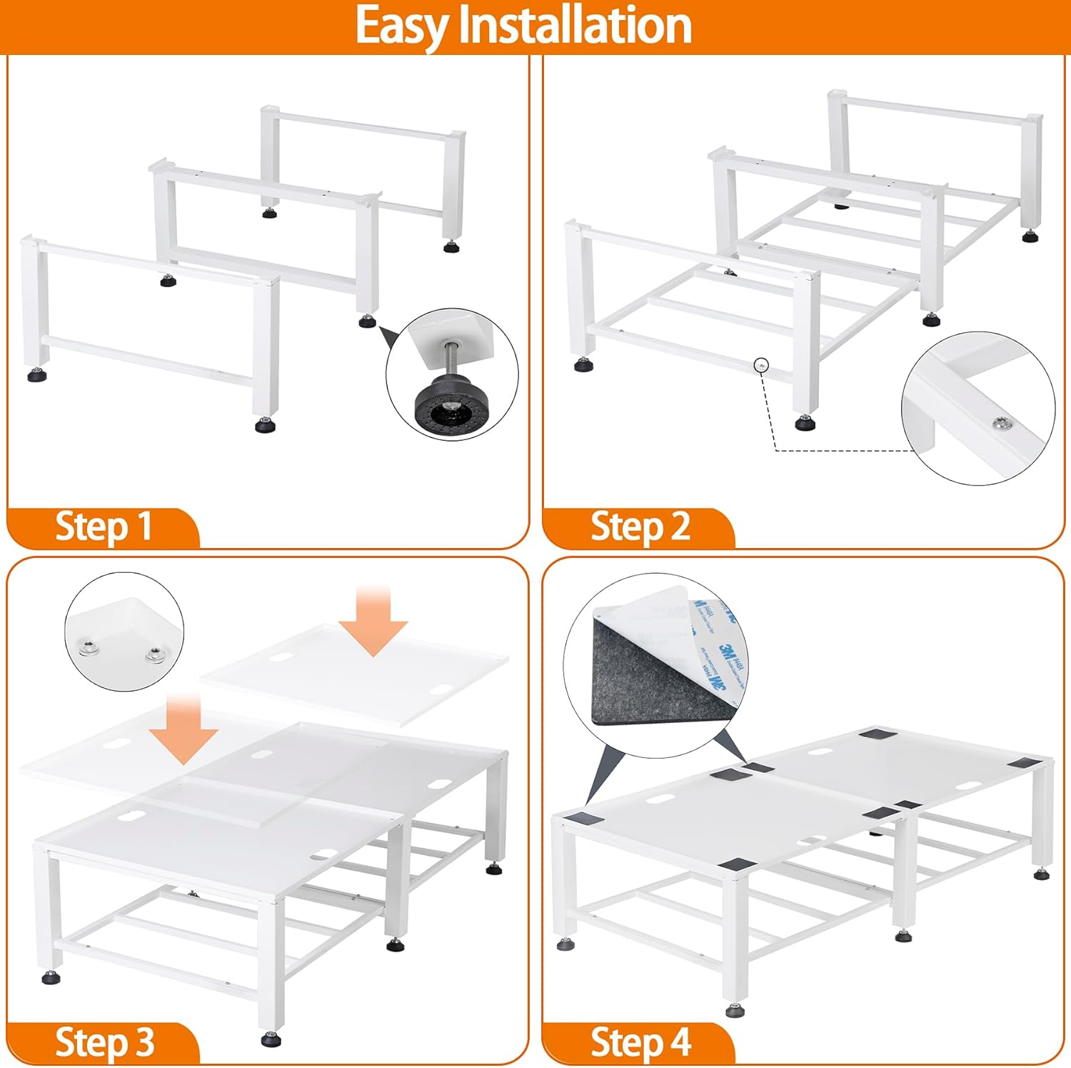 Heavy Duty Washer Dryer Pedestal Stand - 1400lb Capacity, Steel Frame Washing Machine Base, Universal Fit - 58x29x15 Inch (2 Pack)